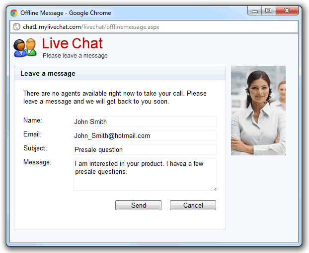 live chat offline window